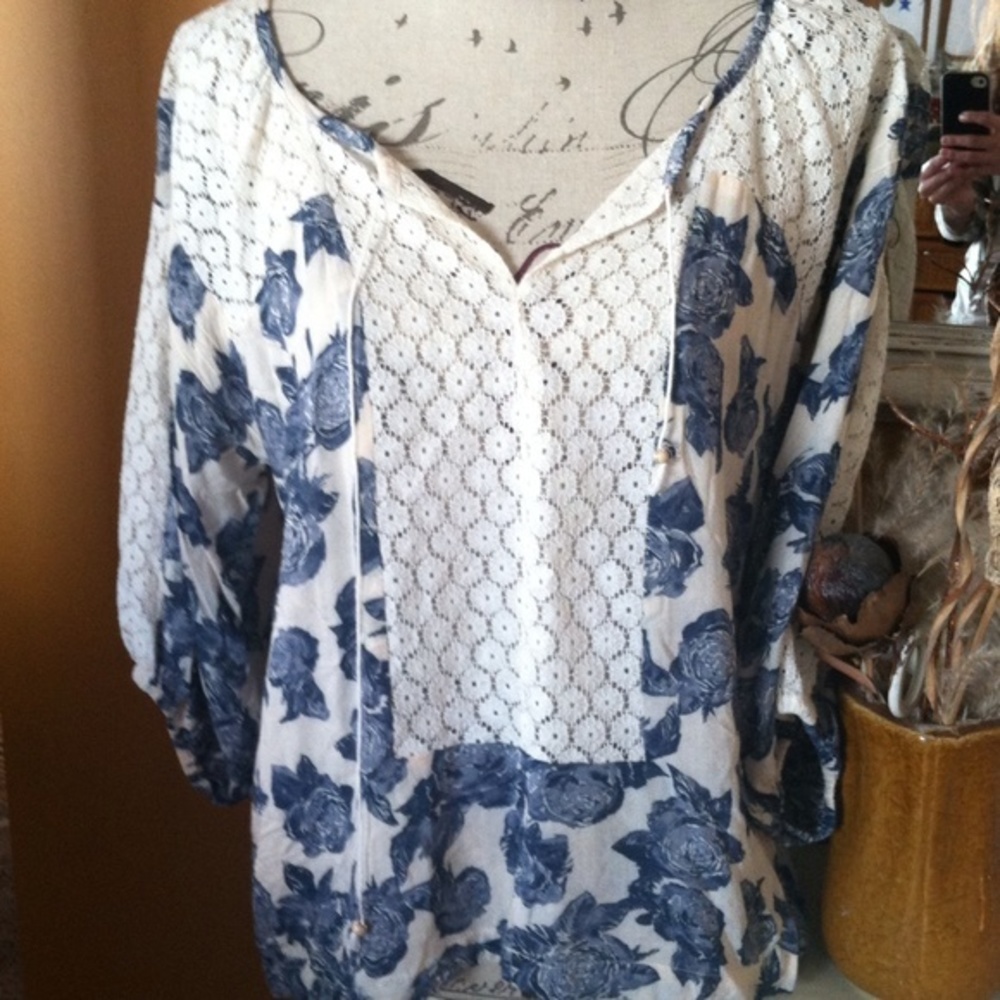 Free People Moon River Ivory Blouse XS